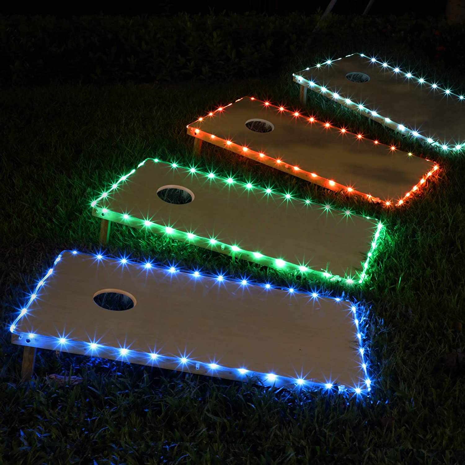 2-Pack LED Cornhole Board Lights With Remote - 16 Colors, RGB Edge Lighting For Outdoor Yard Game At Night