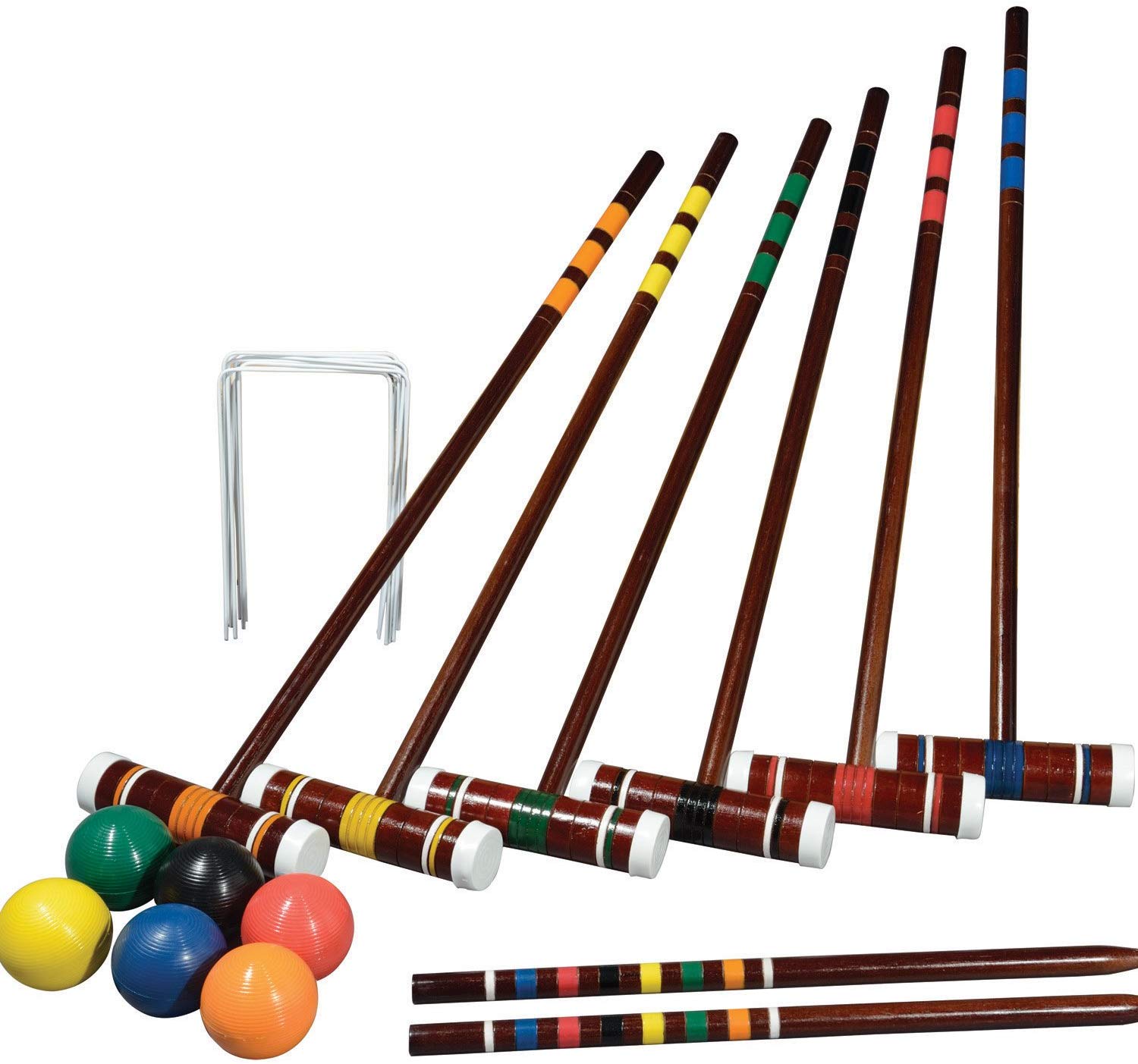 Six-Player Croquet Set With Wooden Mallets, Colored Balls, Sturdy ...