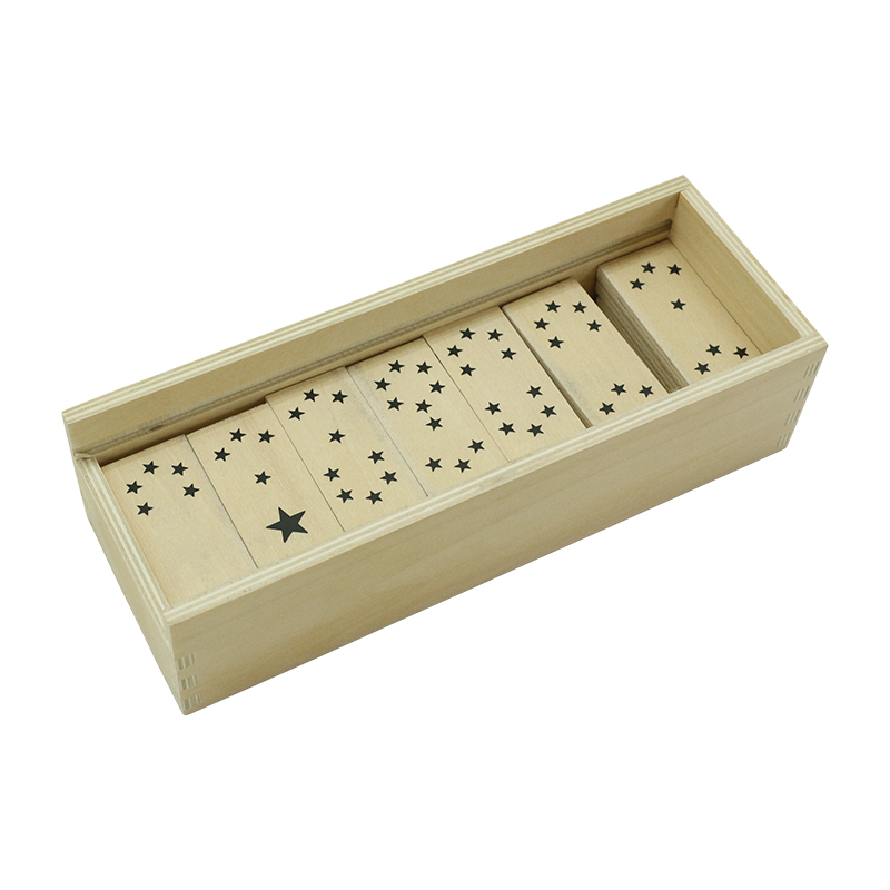 28 Piece Mini Dominoes Set w/ Travel Storage Wooden Box Case Toysmith 